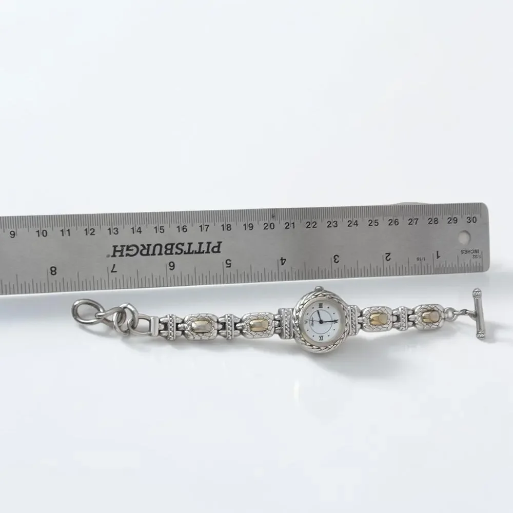 Brighton Nantucket Mixed Metal Watch Rope Detail Silver Gold Toggle Clasp 8